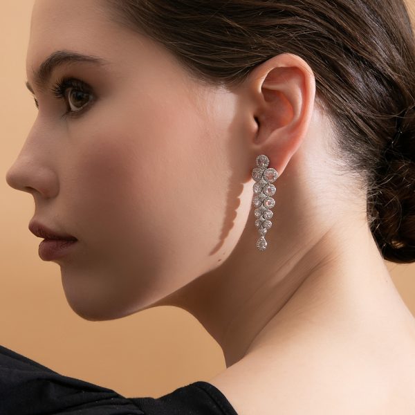 Fancy Rose Cut Diamond Drop Earrings, 4.25 carat total
