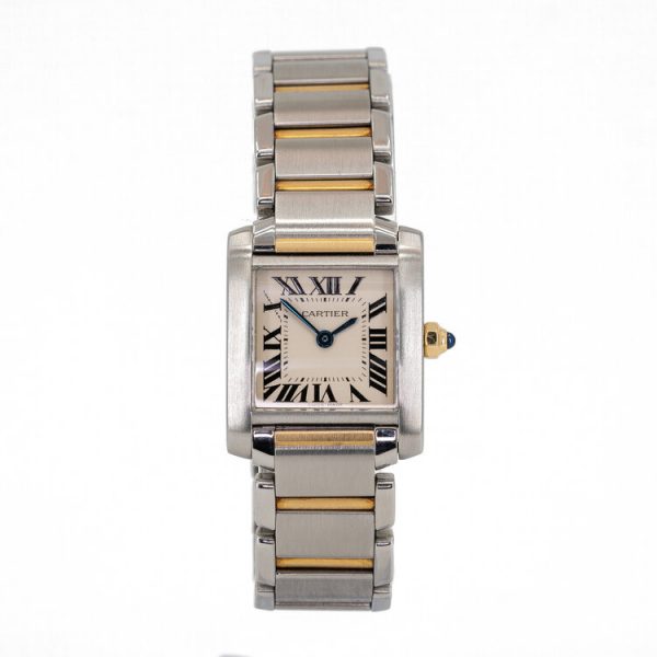 Cartier Tank Francaise 20mm Small Model Steel and Gold Quartz Watch; Ref 2300, with original Cartier papers and service papers, Circa 1998