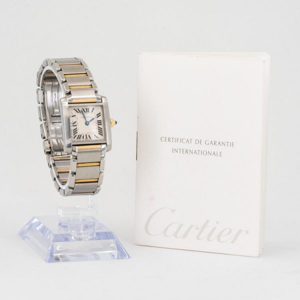 Cartier Tank Francaise 20mm Small Model Steel and Gold Quartz Watch; Ref 2300, with original Cartier papers and service papers, Circa 1998