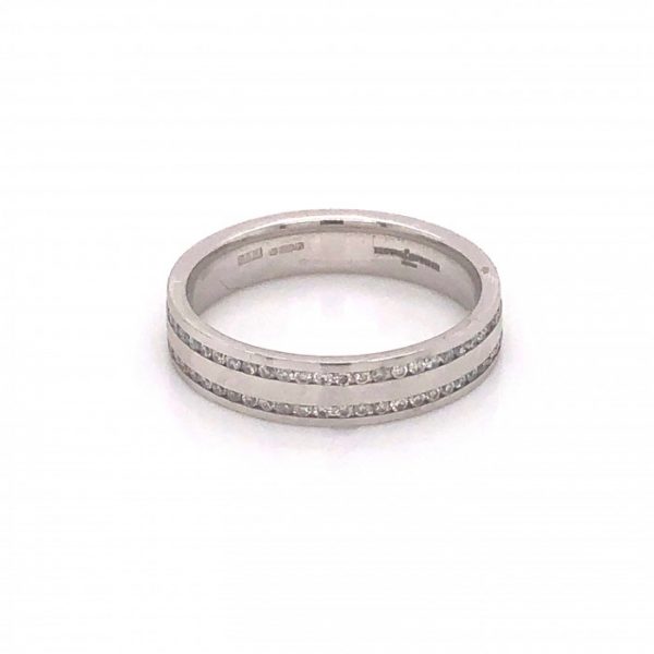 Diamond Set 18ct White Gold Wedding Band Ring, 0.56 carat total