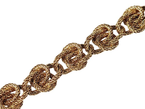 Vintage 18ct Yellow Gold Woven Link Bracelet; stylish interwoven solid textured wire 18ct gold bracelet with an invisible clasp, English, Circa 1973