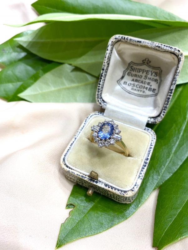 Vintage Sapphire and Diamond Cluster Ring, Circa 1988