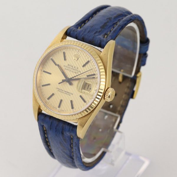 Vintage Rolex Datejust 16018 18ct Yellow Gold 36mm Automatic Watch with Tapestry Dial, Circa 1987