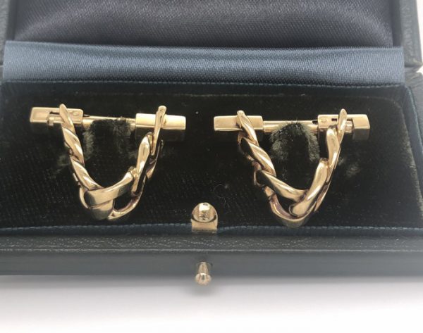 Vintage Gold Stirrup Curb Link Cufflinks, Circa 1990