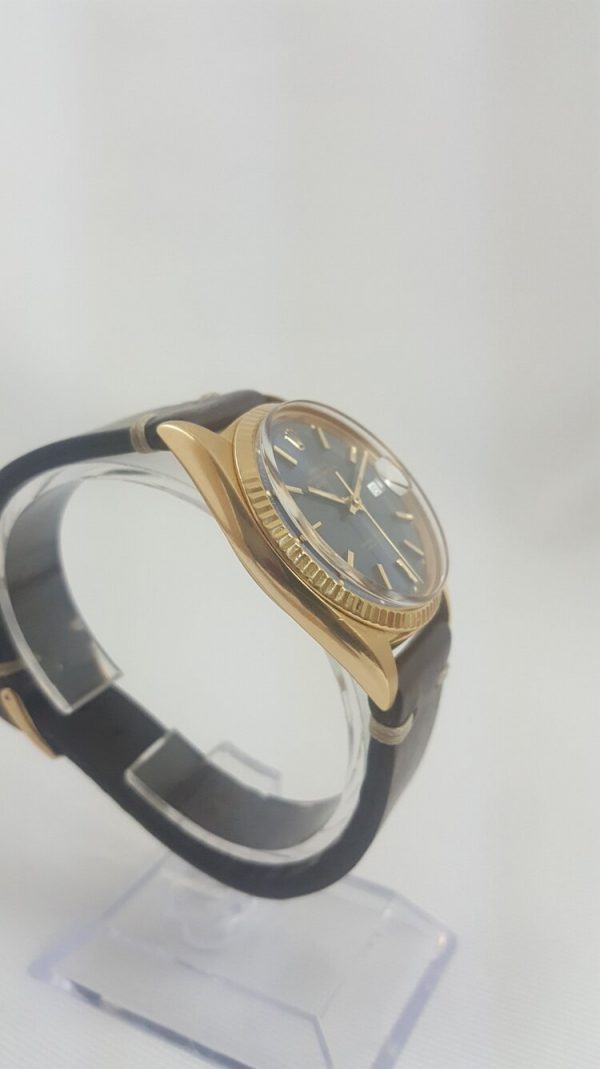 Rare Vintage Rolex Datejust 1601 18ct Yellow Gold 36mm Automatic Watch with Blue Dial, Circa 1970s