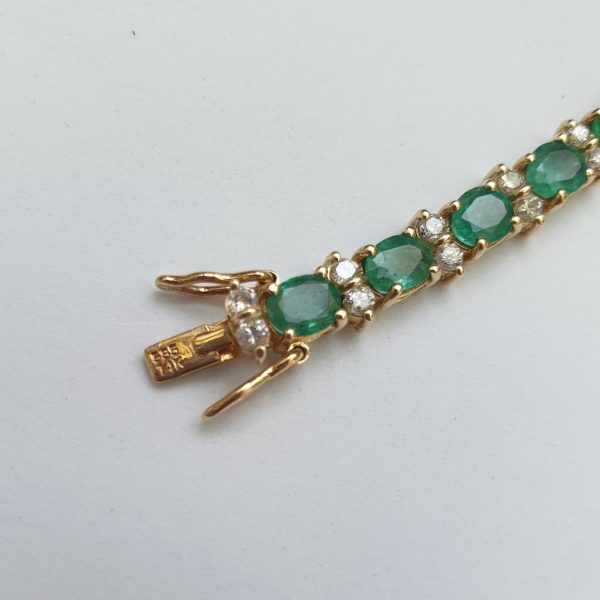 Vintage 7ct Emerald and Diamond Gold Line Bracelet