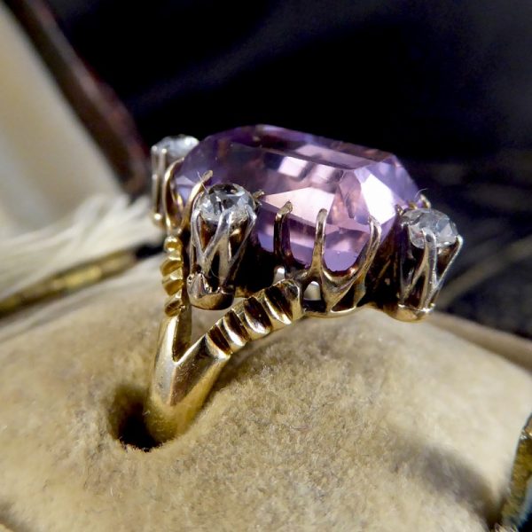 Antique Late Victorian Amethyst and Diamond Ring