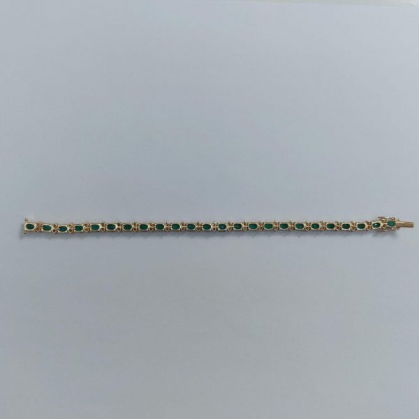 Vintage 7ct Emerald and Diamond Gold Line Bracelet