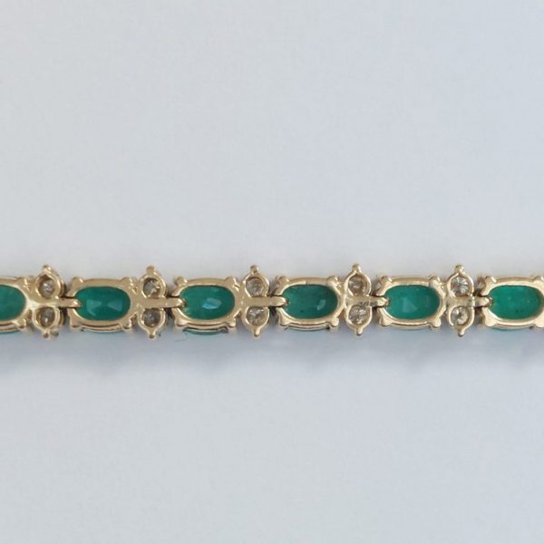 Vintage 7ct Emerald and Diamond Gold Line Bracelet