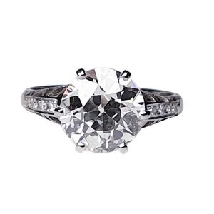 Old Cut Diamond Engagement ring - Old European cut 2.50 - 2.60 carats