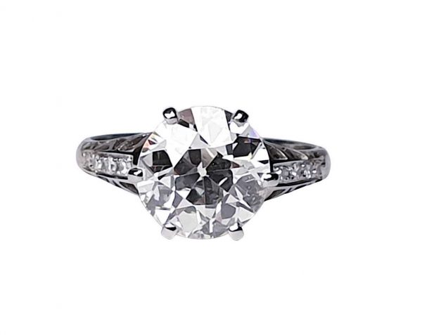 Old Cut Diamond Engagement ring - Old European cut 2.50 - 2.60 carats