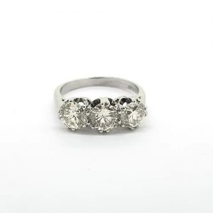 Diamond Three Stone Ring in Platinum, 2.15 carat total