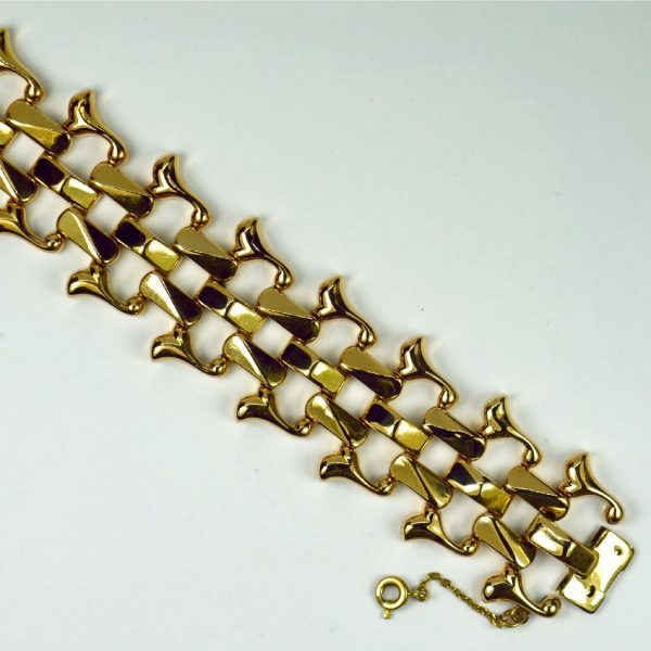 Retro 18ct Yellow Gold Brick Link Bracelet - Jewellery Discovery