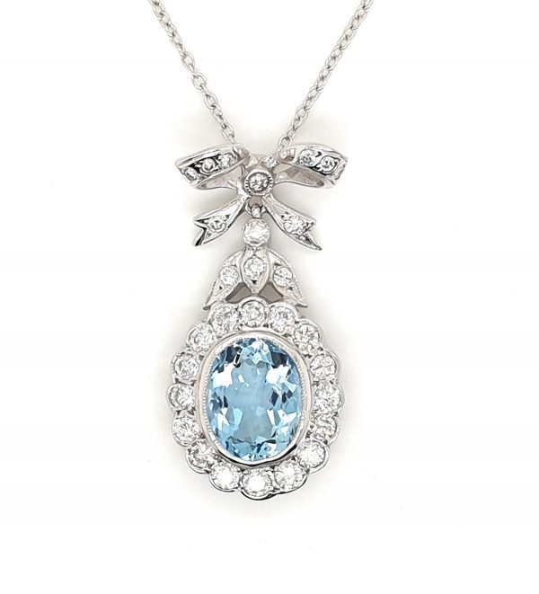 Art Deco style aquamarine and diamond pendant