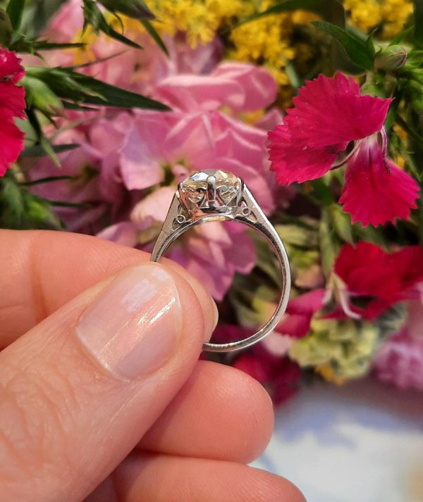 2.87ct Old Cut Diamond Solitaire Engagement Ring in Platinum