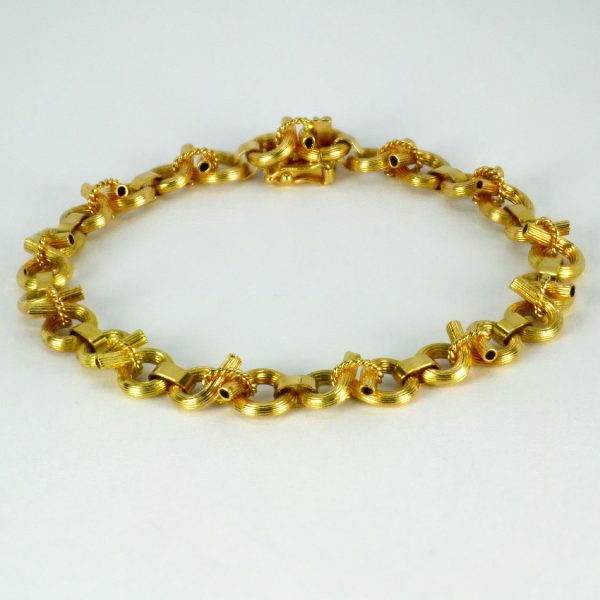 French 14ct Yellow Gold Open Loop Rope Twist Link Bracelet