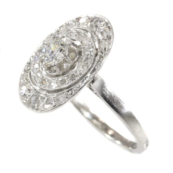Art Deco French Old Cut Diamond Cluster Dress Ring