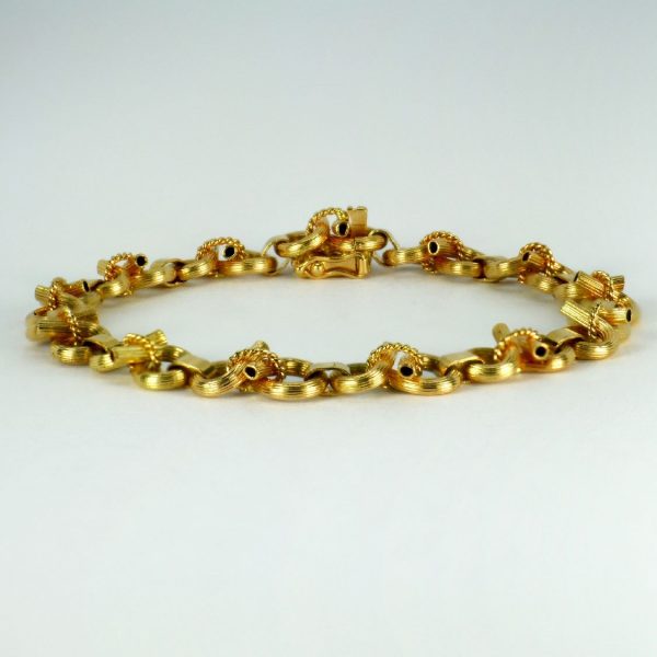 French 14ct Yellow Gold Open Loop Rope Twist Link Bracelet