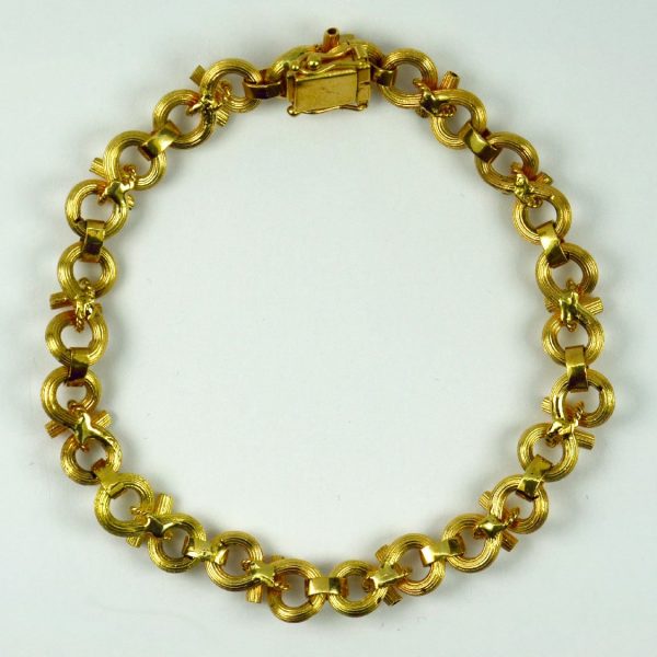 French 14ct Yellow Gold Open Loop Rope Twist Link Bracelet