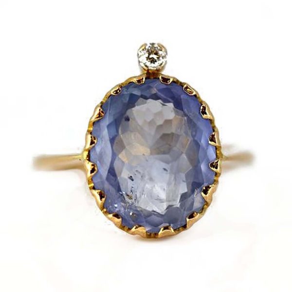 Vintage 3ct Sapphire and Diamond Cocktail Ring, Circa 1970s