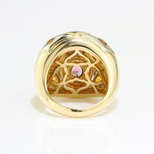 Bvlgari Multi Gemstone and 18ct Gold Domed Cocktail Ring; set with citrine, amethysts and garnets, Circa 1990s