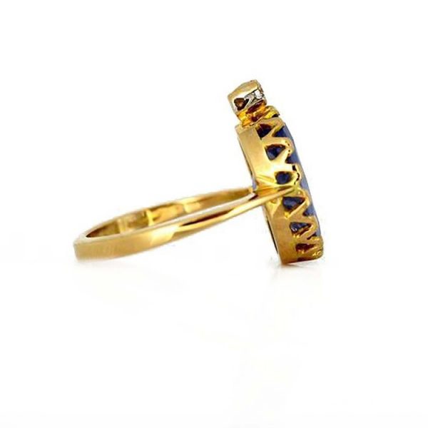 Vintage 3ct Sapphire and Diamond Cocktail Ring in 18ct Yellow Gold, Circa 1970s