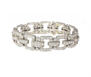 Vintage Art Deco Style Diamond Bracelet in Platinum, 10 carat total