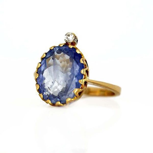 Vintage Sapphire and Diamond Cocktail Ring, 3 carats