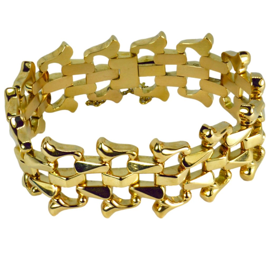 Retro 18ct Yellow Gold Brick Link Bracelet - Jewellery Discovery