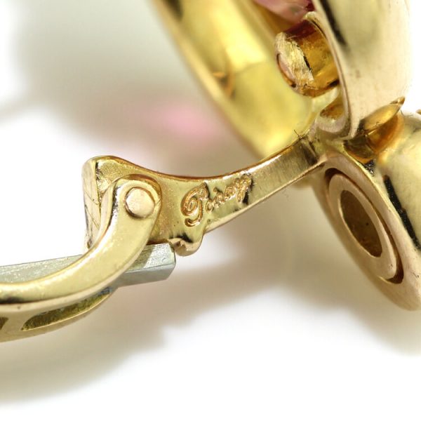Poiray Italian Rubellite and Diamond Earrings in 18ct Yellow Gold