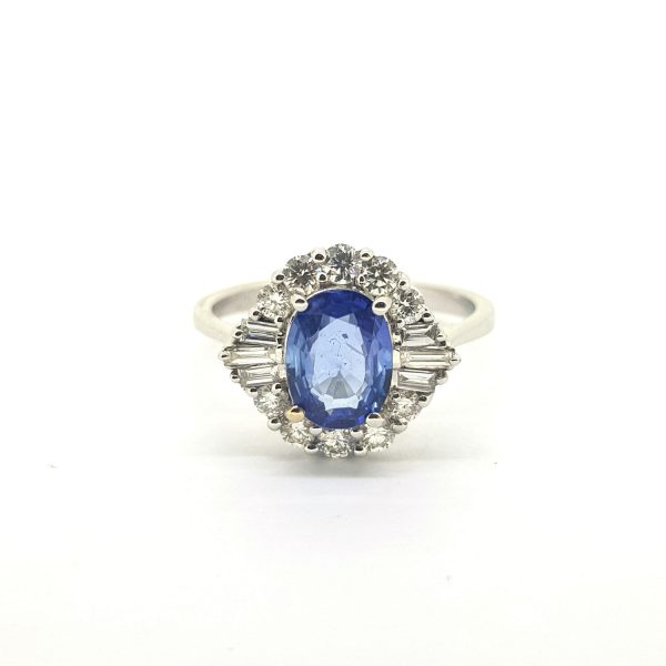 Vintage 1.42ct Sapphire and Diamond Cluster Dress Ring, Circa 1980