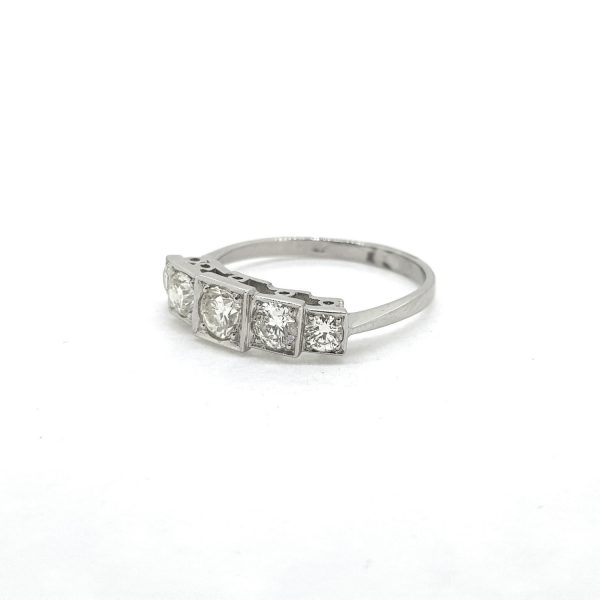 Diamond Five Stone Ring in Platinum; 0.90 carats