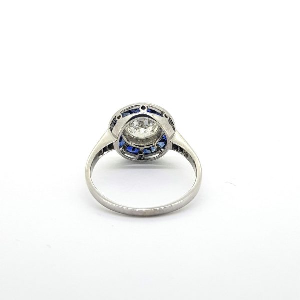 Sapphire and Diamond Cluster Target Ring, 1.19 carats