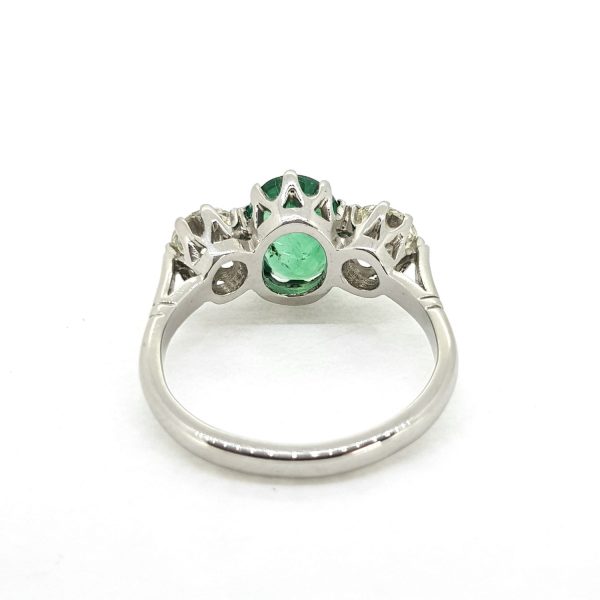 1.80ct Emerald and Diamond Three Stone Ring in Platinum