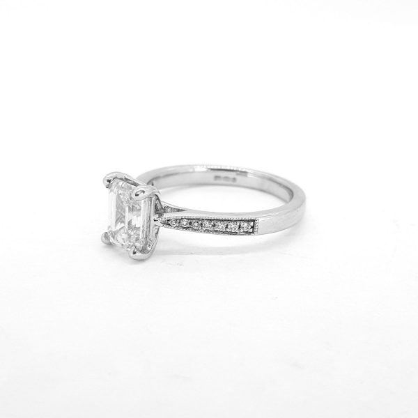 1.53ct Emerald Cut Diamond Engagement Ring in Platinum
