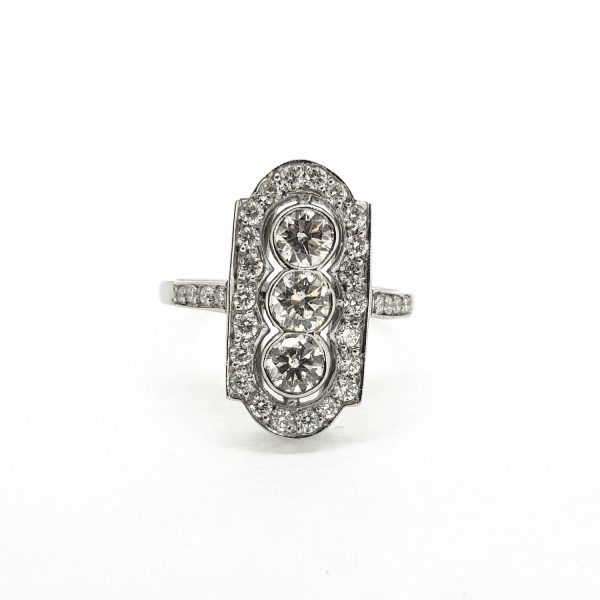 Diamond Tablet Plaque Ring in Platinum, 1.50 carat total