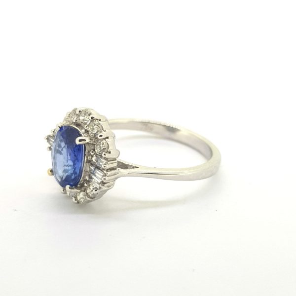 Vintage 1.42ct Sapphire and Diamond Cluster Dress Ring, Circa 1980