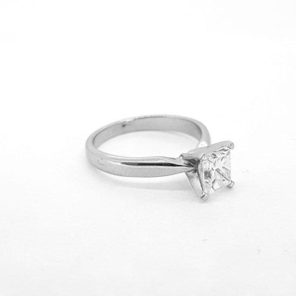 Princess Cut Diamond Solitaire Engagement Ring, VS clarity I colour princess-cut diamond, claw set and mounted in 18ct white gold