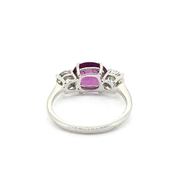 Pink Sapphire and Diamond Three Stone Ring, 2.30 carats