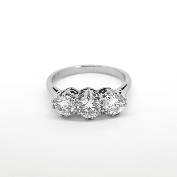 Diamond Three Stone Ring, 1.90 carats G Colour SI1 Clarity