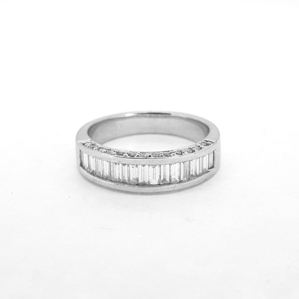 Baguette Cut Diamond Half Eternity Ring, 0.84 carat total