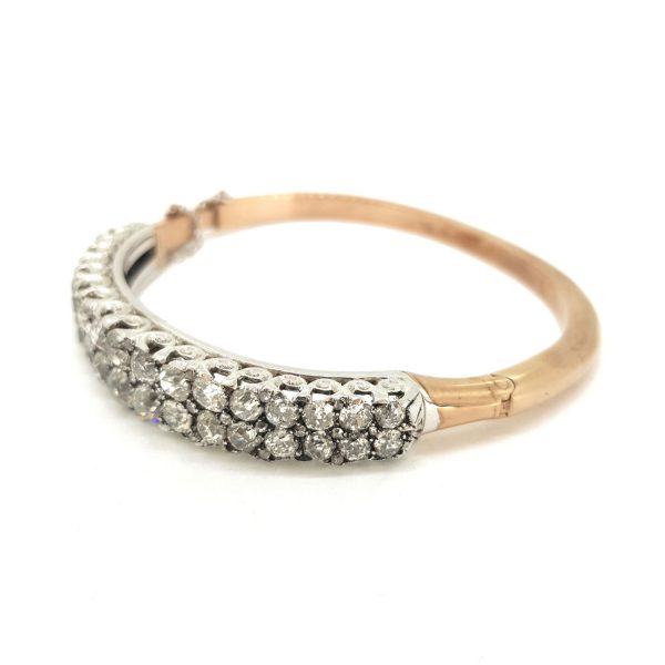 Late Victorian Old Cut Diamond Bangle Bracelet, 11 carat total