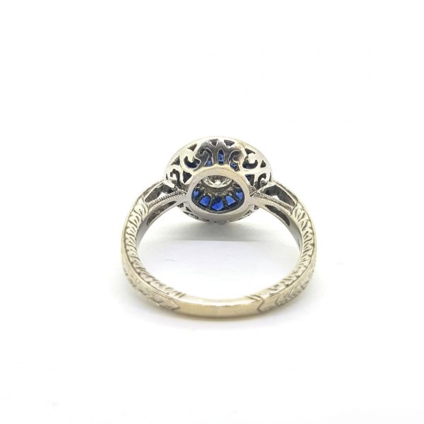 Vintage Sapphire and Diamond Cluster Target Ring, Circa 1960