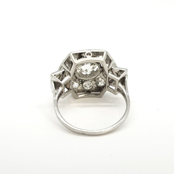 1.20ct Art Deco Diamond and Platinum Hexagonal Cluster Ring