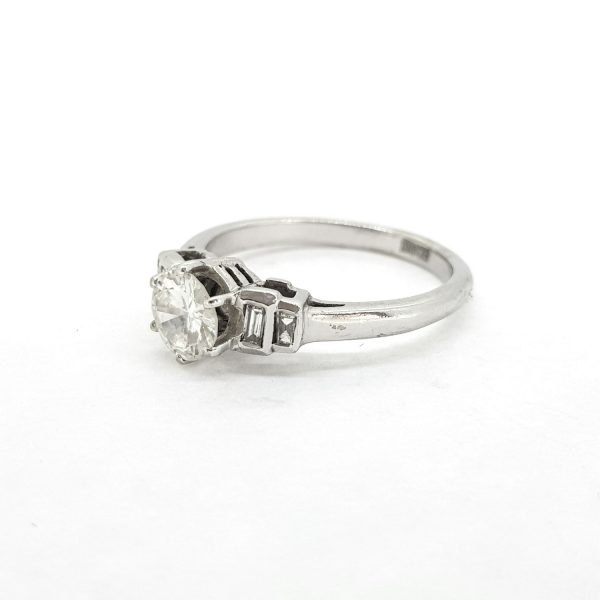 0.70ct Diamond Solitaire Ring with Baguette Shoulders
