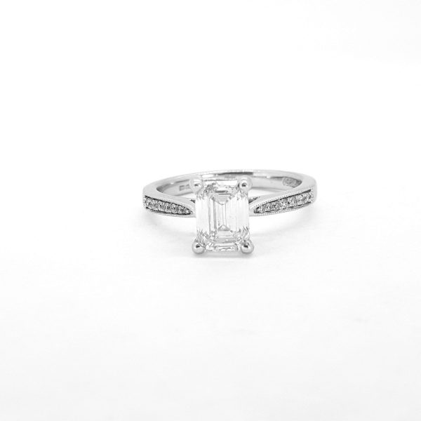 1.53ct Emerald Cut Diamond Engagement Ring in Platinum