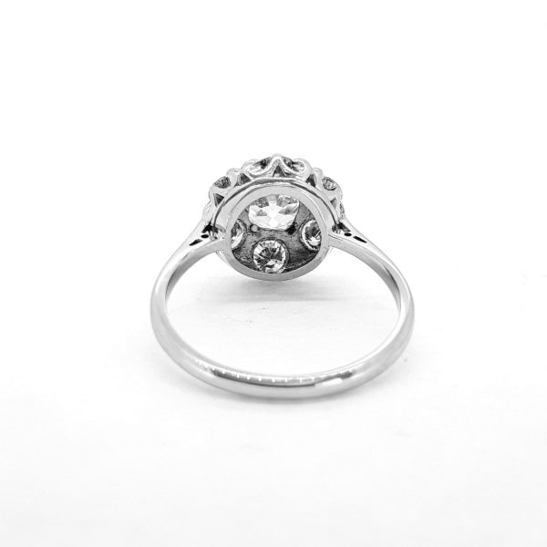 1ct Vintage Old Cushion Cut Diamond Cluster Ring