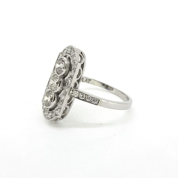 Diamond Tablet Plaque Ring in Platinum, 1.50 carat total