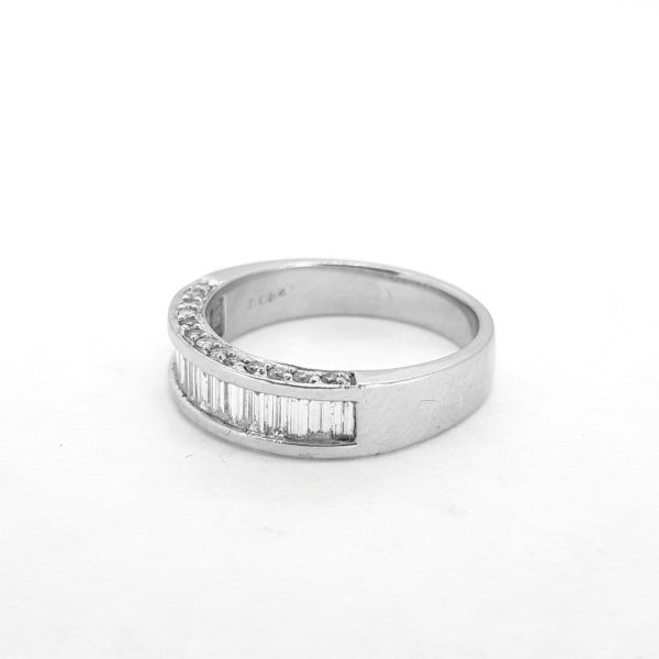 Baguette Cut Diamond Half Eternity Ring, 0.84 carats