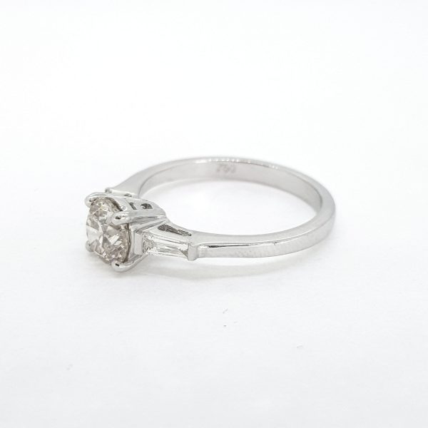 1.09ct Diamond Solitaire Engagement Ring with Baguette Shoulders